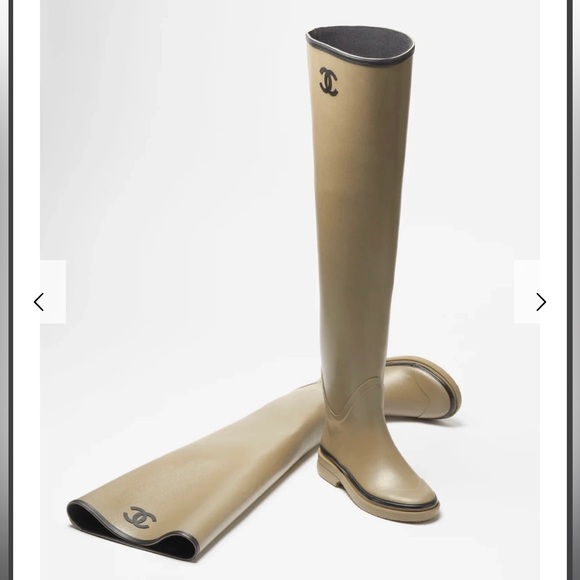 Chanel 22K Pull On Rubber Rain Boots Thigh High - Picture 2 of 10